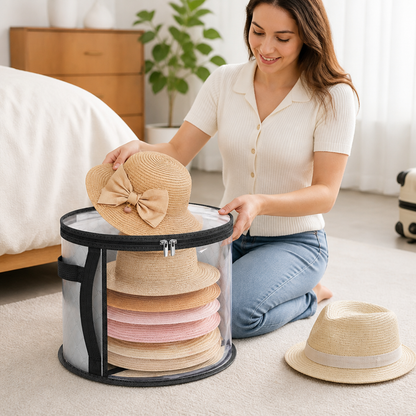 Hat Storage Bag Foldable Dustproof Clear Top Window