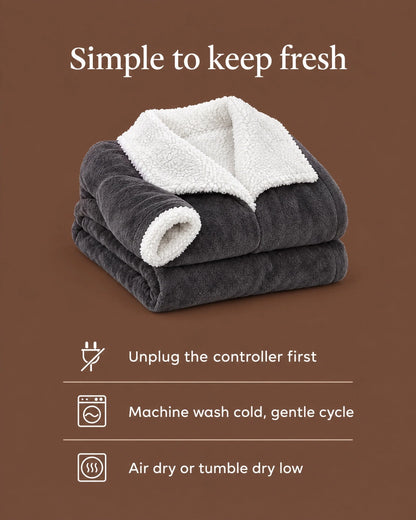Heated Blanket Robe Adjustable Heat Sherpa Lined Foot Pocket