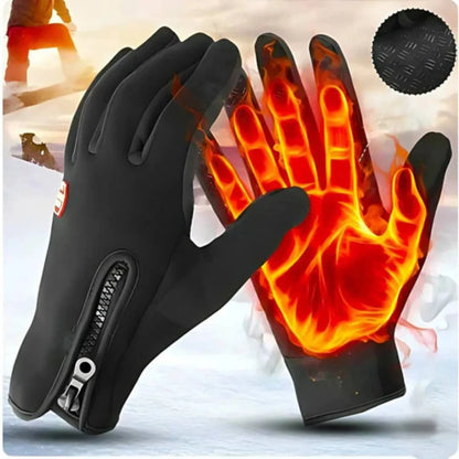 Heated Gloves Adjustable Heat Waterproof Windproof Touchscreen-Compatible