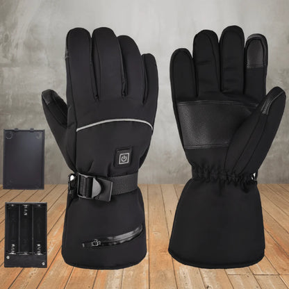 Heated Gloves Battery-Powered Insulated Lining & Faux Leather Palm