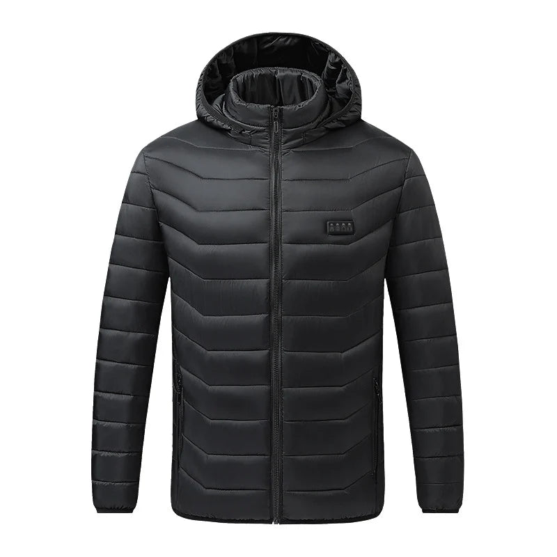 Heated Jacket 21-Zone Heating USB-Powered Hooded Wind-Resistant Quilted Design
