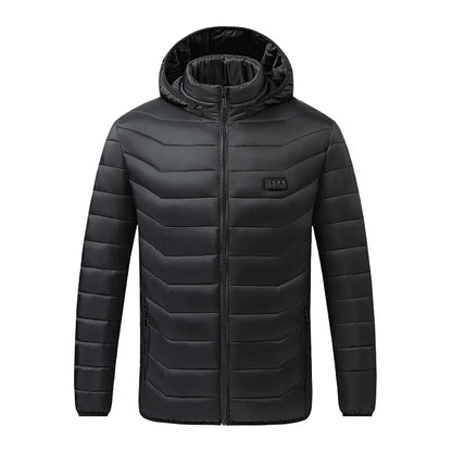 Heated Jacket 21-Zone Heating USB-Powered Hooded Wind-Resistant Quilted Design