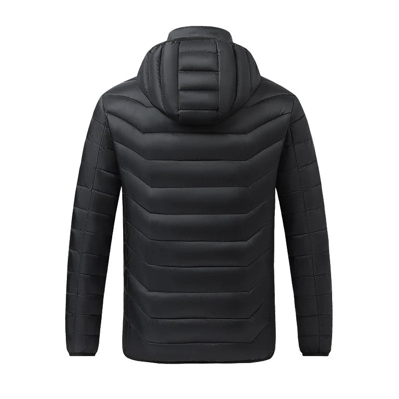 Heated Jacket 21-Zone Heating USB-Powered Hooded Wind-Resistant Quilted Design