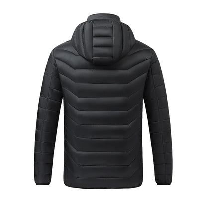 Heated Jacket 21-Zone Heating USB-Powered Hooded Wind-Resistant Quilted Design