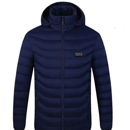 Heated Jacket 21-Zone Heating USB-Powered Hooded Wind-Resistant Quilted Design