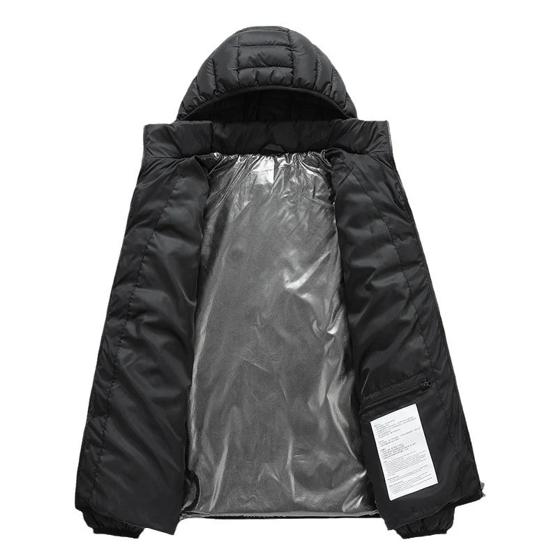 Heated Jacket 21-Zone Heating USB-Powered Hooded Wind-Resistant Quilted Design