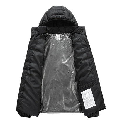 Heated Jacket 21-Zone Heating USB-Powered Hooded Wind-Resistant Quilted Design
