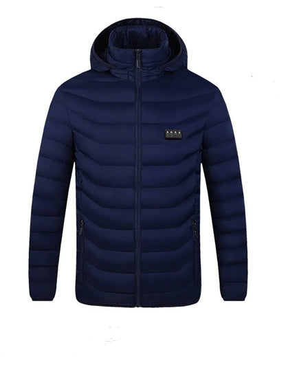 Heated Jacket 21-Zone Heating USB-Powered Hooded Wind-Resistant Quilted Design