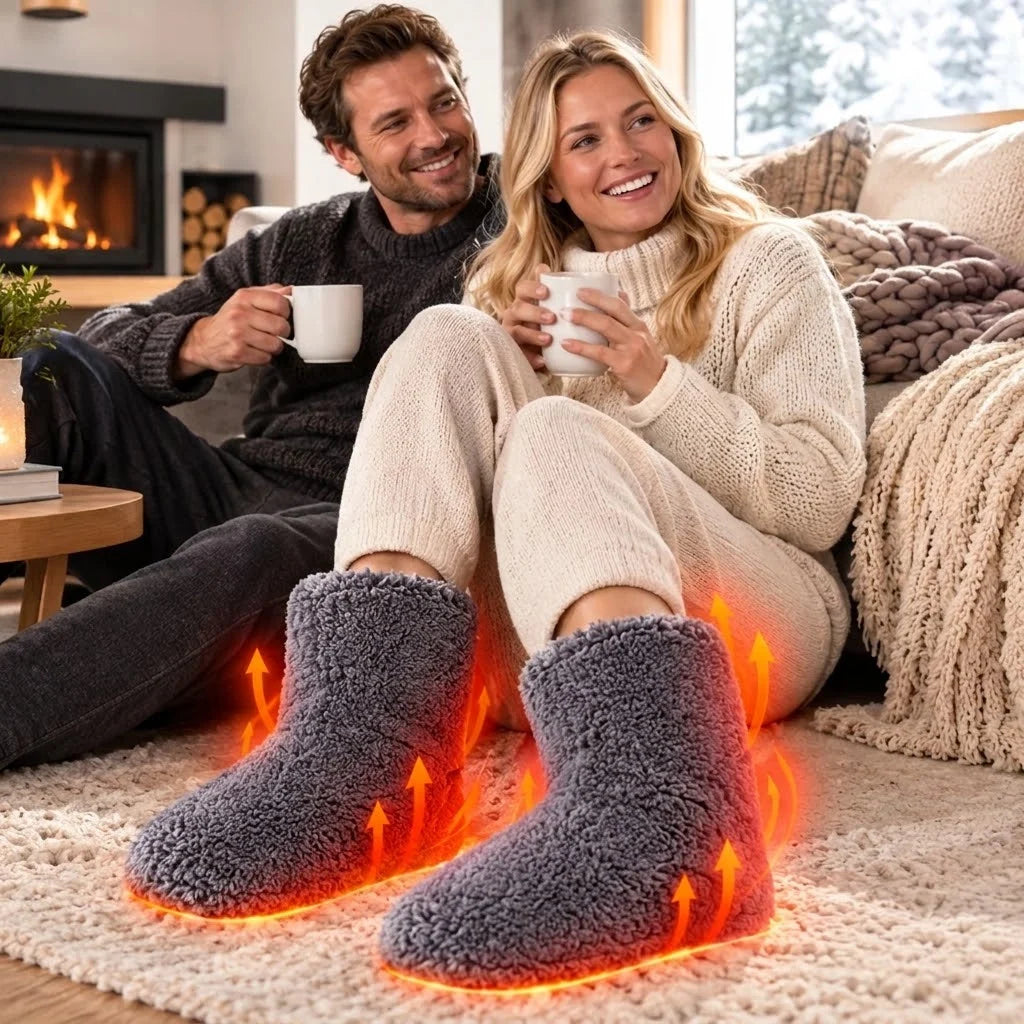 Heated Slippers USB-Powered Ankle-High Washable