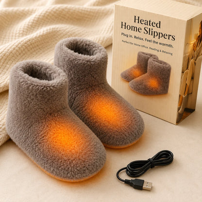 Heated Slippers USB-Powered Plush Fleece Heated Footbed