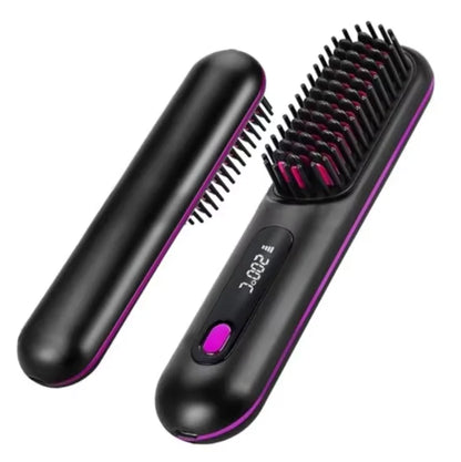 Heated Styling Brush Cordless Ceramic Bristles Scalp Guard