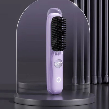 Heated Styling Brush Cordless Ceramic Bristles Scalp Guard