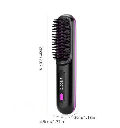 Heated Styling Brush Cordless Ceramic Bristles Scalp Guard