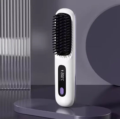 Heated Styling Brush Cordless Ceramic Bristles Scalp Guard