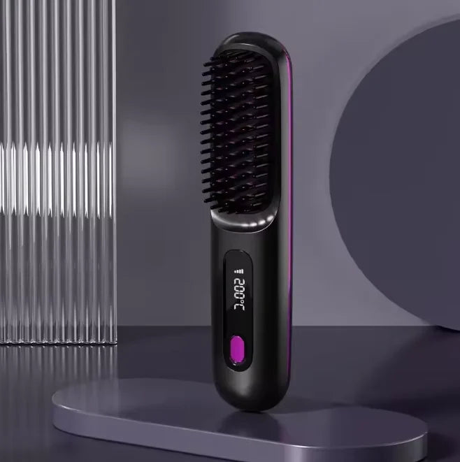 Heated Styling Brush Cordless Ceramic Bristles Scalp Guard