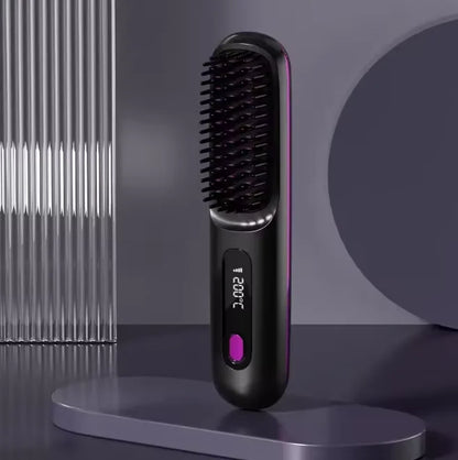Heated Styling Brush Cordless Ceramic Bristles Scalp Guard
