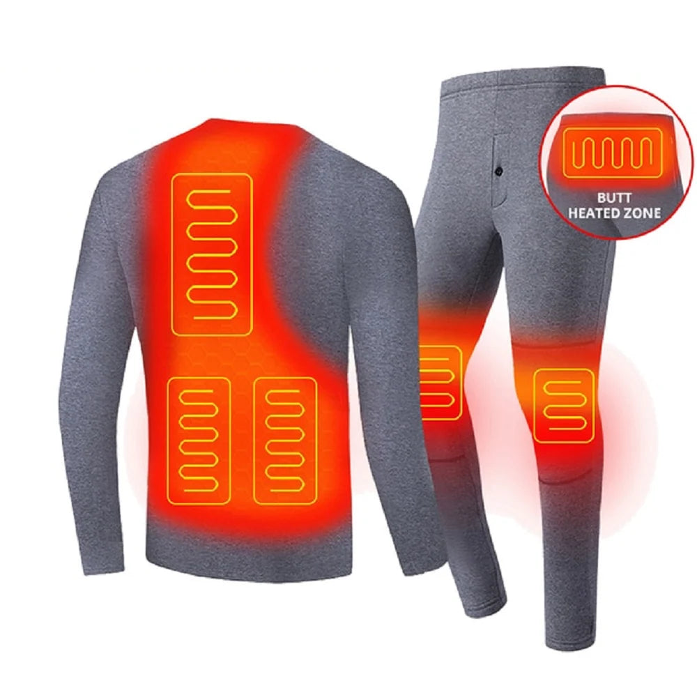 Heated Thermal Underwear Set 3 Heat Settings Four-Way Stretch