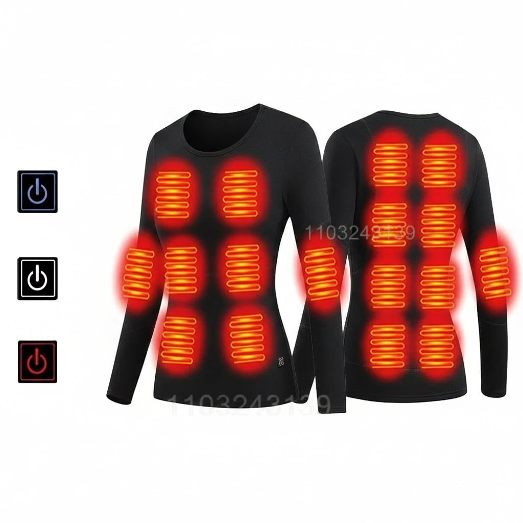Heated Thermal Underwear Set USB Rechargeable Three Heat Settings