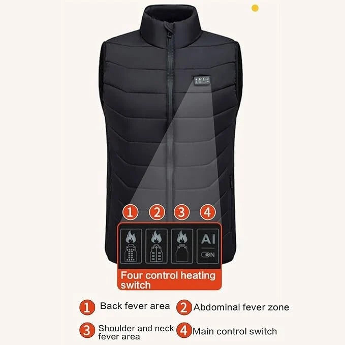 Heated Vest USB Rechargeable Quilted Multi-Zone Heating
