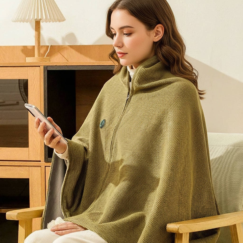 Heated Wearable Blanket Hooded USB-Powered Three Heat Settings