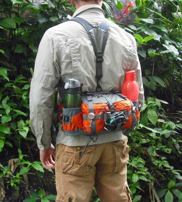 Hiking Waist Pack Water-Resistant Dual Bottle Holders Multiple Pockets