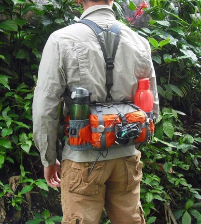 Hiking Waist Pack Water-Resistant Dual Bottle Holders Multiple Pockets