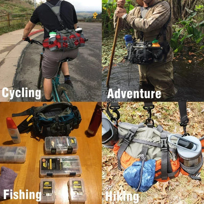 Hiking Waist Pack Water-Resistant Dual Bottle Holders Multiple Pockets