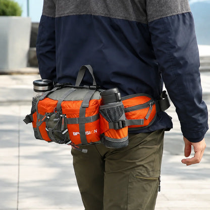 Hiking Waist Pack Water-Resistant Dual Bottle Holders Multiple Pockets