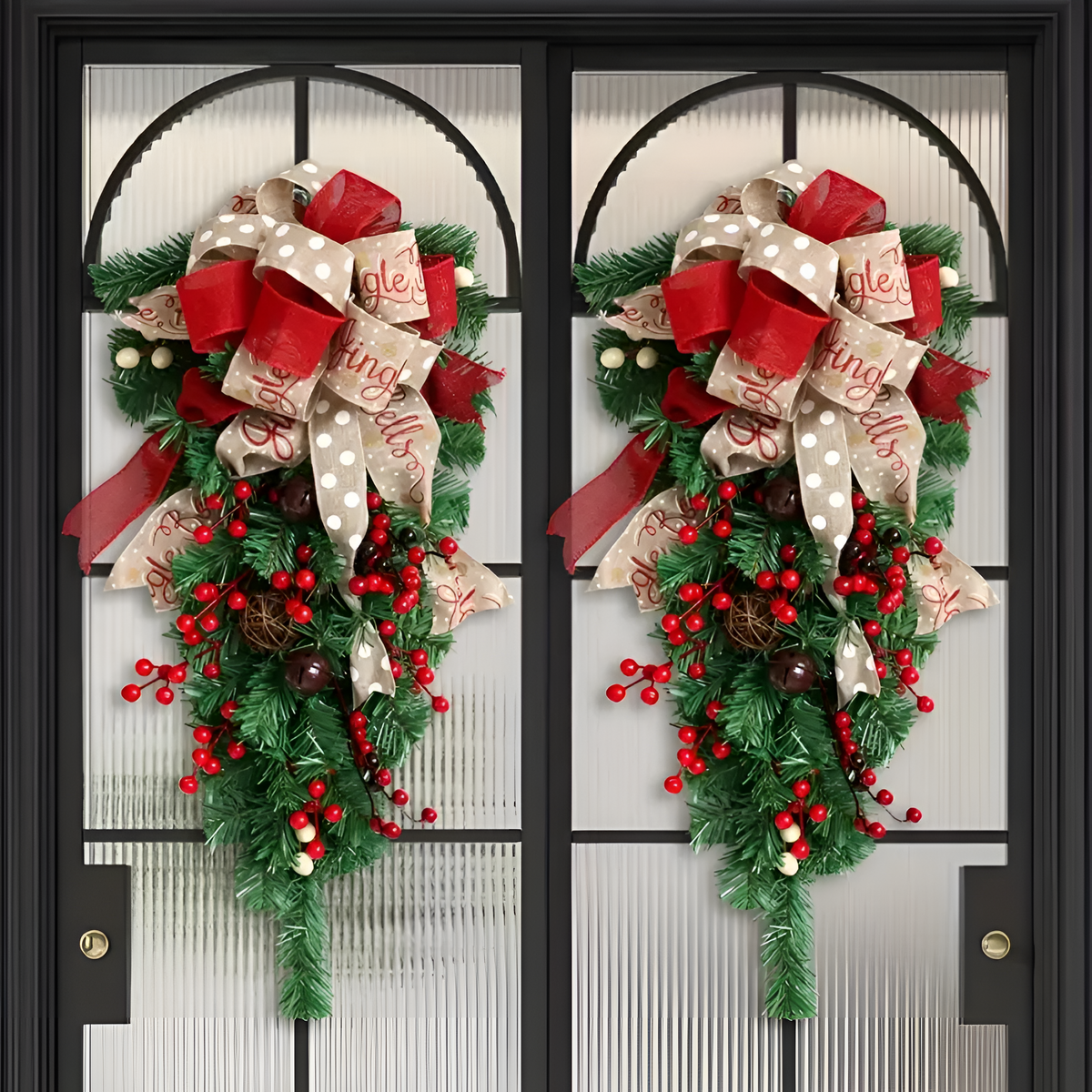 Holiday Door Wreath Pine & Berry Weather-Resistant