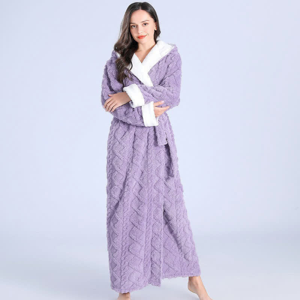Hooded Bathrobe Plush Super Absorbent Windproof