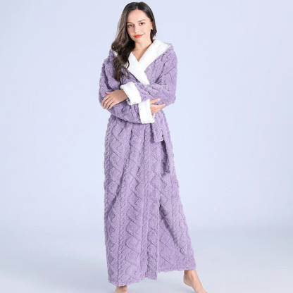 Hooded Bathrobe Plush Super Absorbent Windproof
