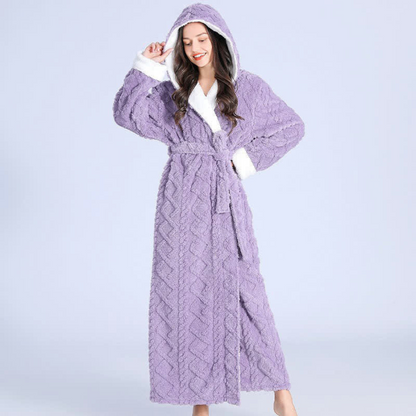 Hooded Bathrobe Plush Super Absorbent Windproof