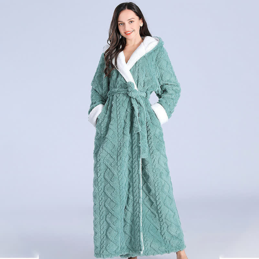 Hooded Bathrobe Plush Super Absorbent Windproof