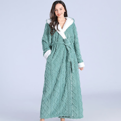 Hooded Bathrobe Plush Super Absorbent Windproof
