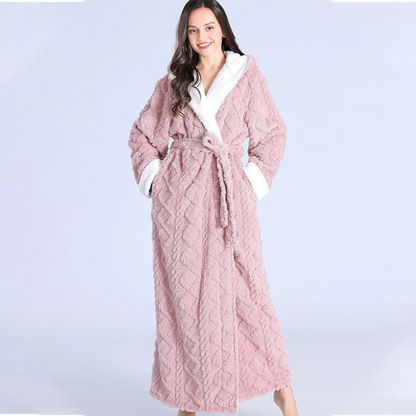 Hooded Bathrobe Plush Super Absorbent Windproof