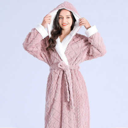 Hooded Bathrobe Plush Super Absorbent Windproof