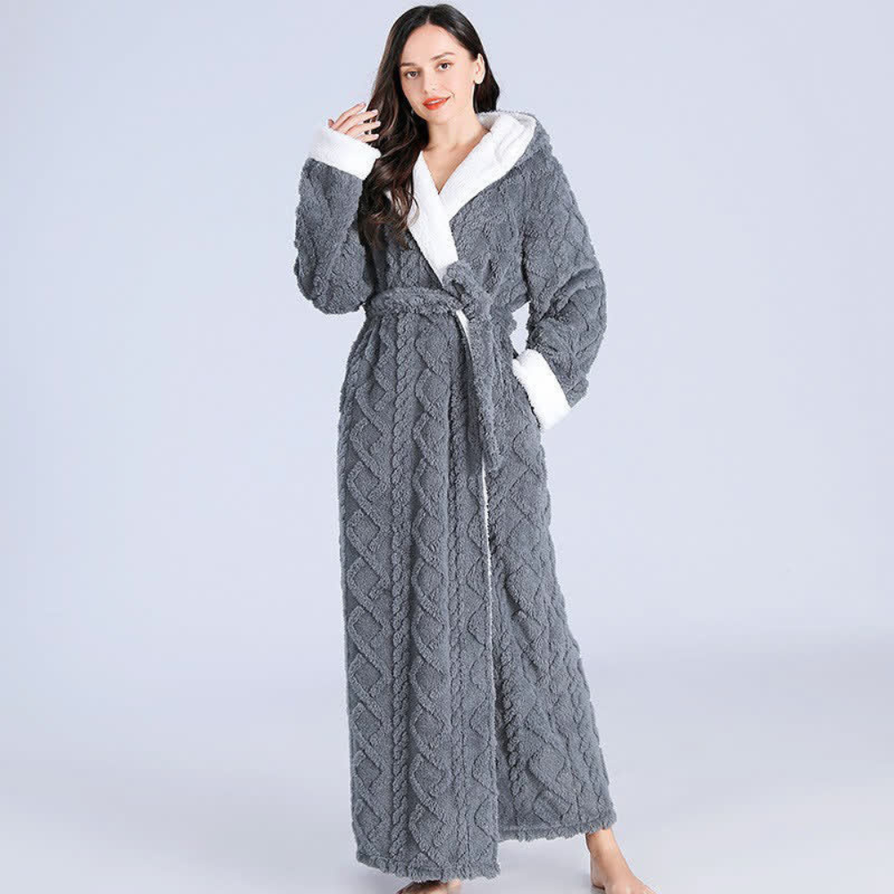 Hooded Bathrobe Plush Super Absorbent Windproof