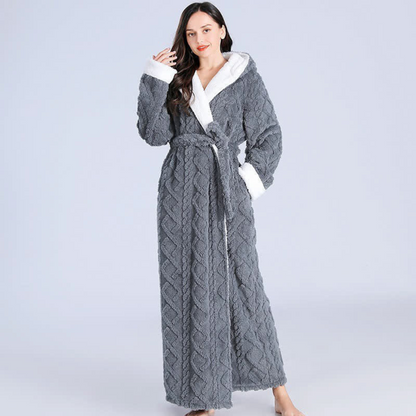 Hooded Bathrobe Plush Super Absorbent Windproof