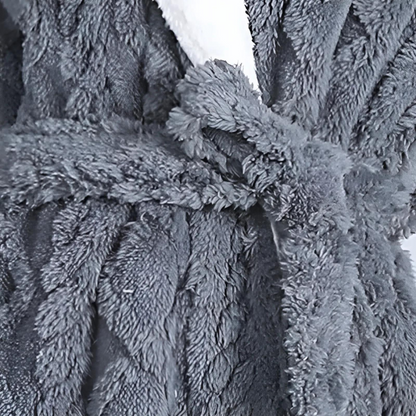 Hooded Bathrobe Plush Super Absorbent Windproof