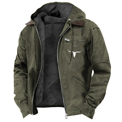 Hooded Jacket Faux Leather Look Teddy Fleece Lined Zipper Pockets