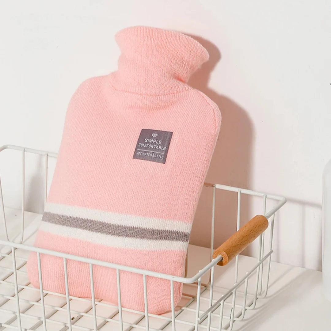 Hot Water Bottle Knitted Cover 1L Capacity Heat Retention Up to 8 Hours
