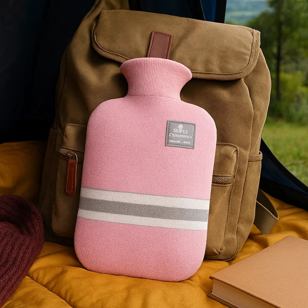 Hot Water Bottle Knitted Cover 1L Capacity Heat Retention Up to 8 Hours