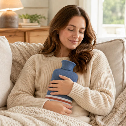 Hot Water Bottle Knitted Cover 1L Capacity Heat Retention Up to 8 Hours