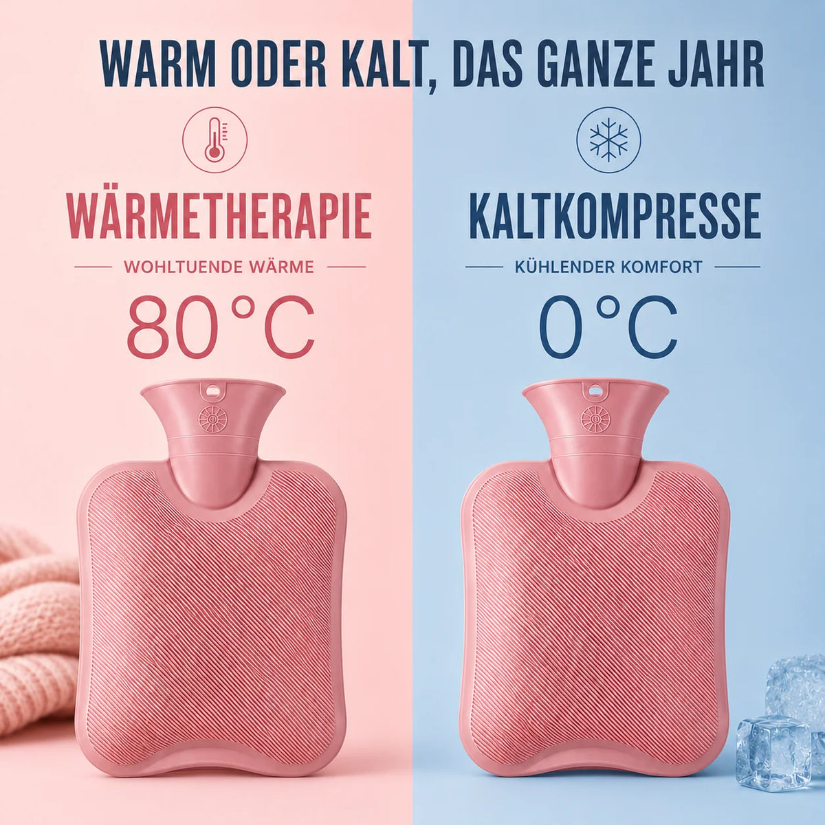 Hot Water Bottle Knitted Cover 1L Capacity Heat Retention Up to 8 Hours