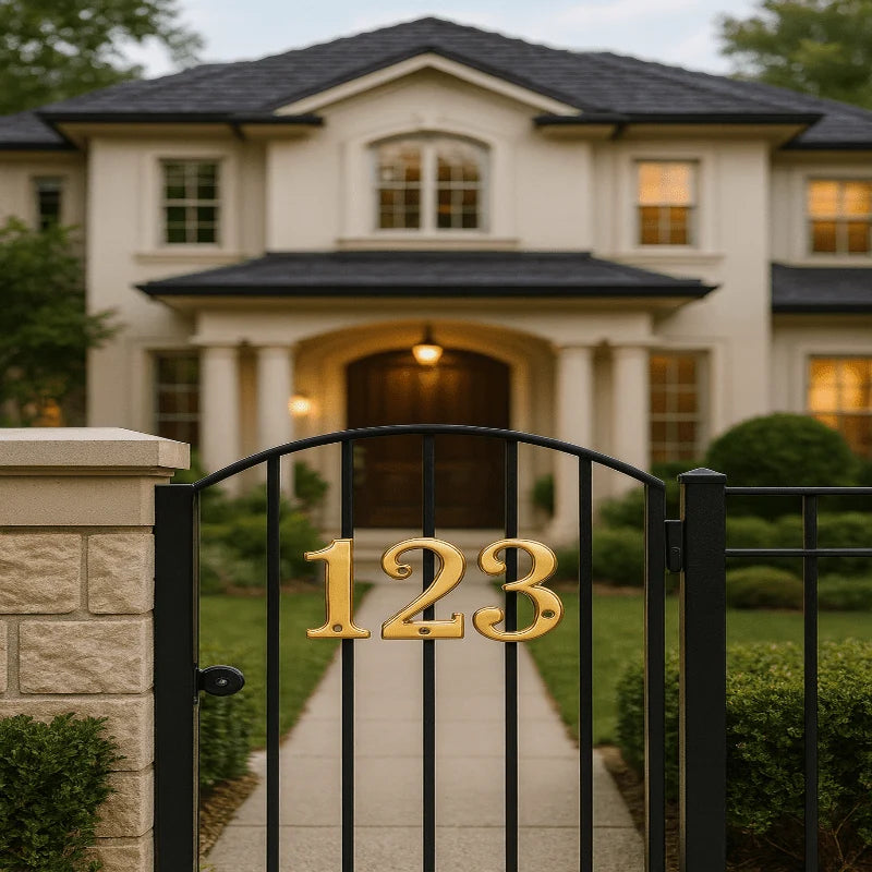House Number Solid Brass Classic Design With Mounting Hardware Included