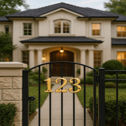 House Number Solid Brass Classic Design With Mounting Hardware Included