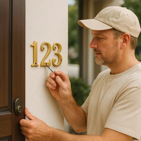 House Number Solid Brass Classic Design With Mounting Hardware Included