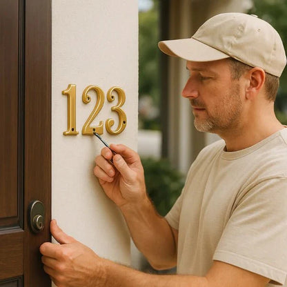 House Number Solid Brass Classic Design With Mounting Hardware Included
