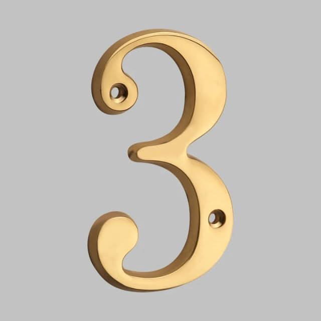 House Number Solid Brass Classic Design With Mounting Hardware Included