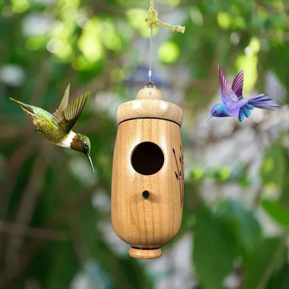 Hummingbird Birdhouse Weather-Resistant Resin Hanging Design